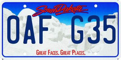 SD license plate 0AFG35