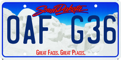 SD license plate 0AFG36