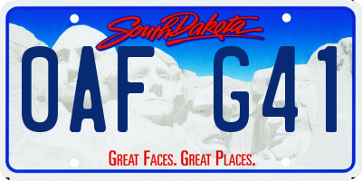 SD license plate 0AFG41