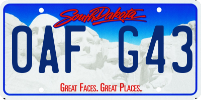 SD license plate 0AFG43