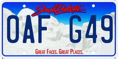 SD license plate 0AFG49