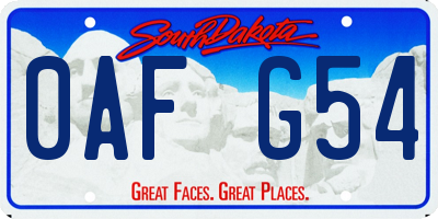 SD license plate 0AFG54