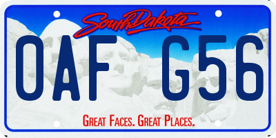 SD license plate 0AFG56