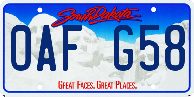 SD license plate 0AFG58