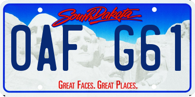 SD license plate 0AFG61