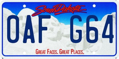 SD license plate 0AFG64