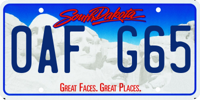 SD license plate 0AFG65