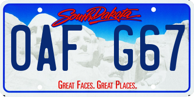 SD license plate 0AFG67