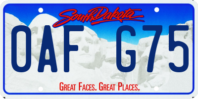 SD license plate 0AFG75