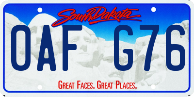 SD license plate 0AFG76