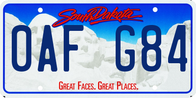 SD license plate 0AFG84