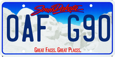 SD license plate 0AFG90