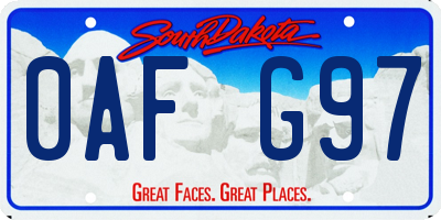 SD license plate 0AFG97