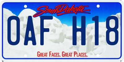 SD license plate 0AFH18