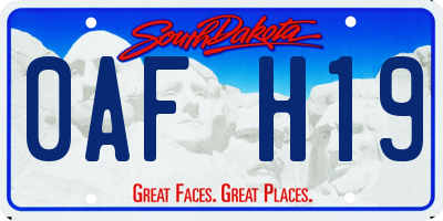 SD license plate 0AFH19