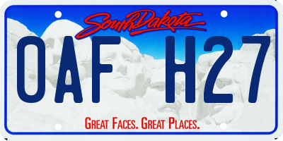 SD license plate 0AFH27