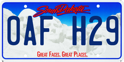 SD license plate 0AFH29