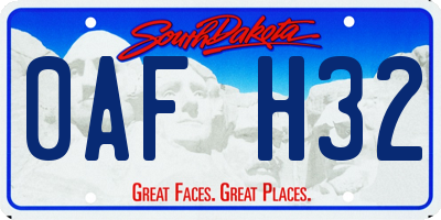 SD license plate 0AFH32