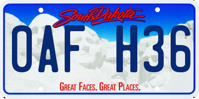 SD license plate 0AFH36