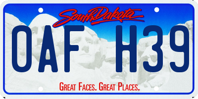 SD license plate 0AFH39