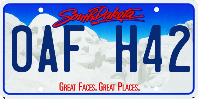 SD license plate 0AFH42