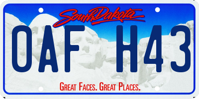 SD license plate 0AFH43