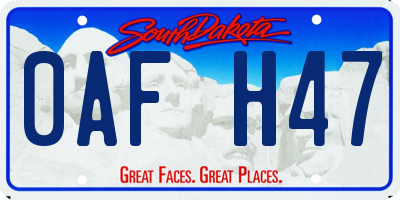 SD license plate 0AFH47