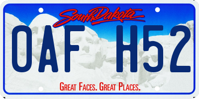 SD license plate 0AFH52