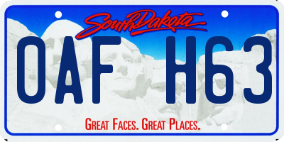 SD license plate 0AFH63