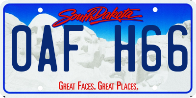 SD license plate 0AFH66