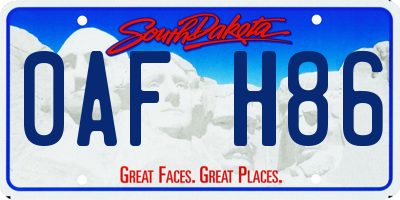 SD license plate 0AFH86