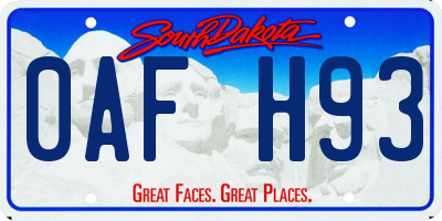 SD license plate 0AFH93