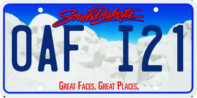 SD license plate 0AFI21