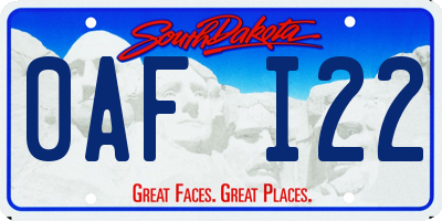 SD license plate 0AFI22