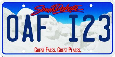 SD license plate 0AFI23