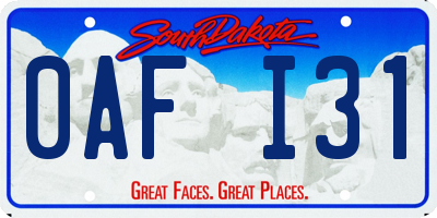 SD license plate 0AFI31