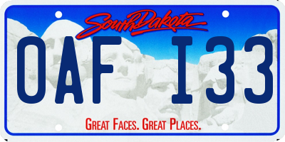 SD license plate 0AFI33