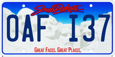 SD license plate 0AFI37