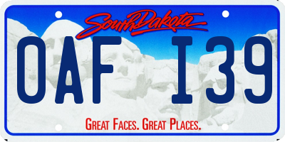 SD license plate 0AFI39