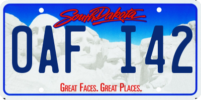 SD license plate 0AFI42