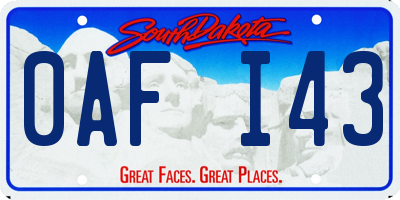 SD license plate 0AFI43