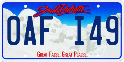 SD license plate 0AFI49