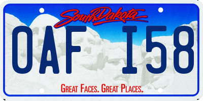 SD license plate 0AFI58