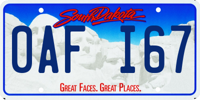 SD license plate 0AFI67