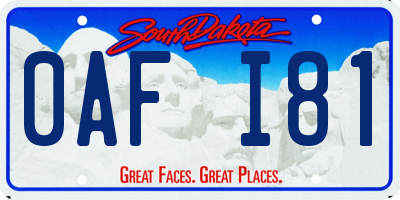 SD license plate 0AFI81