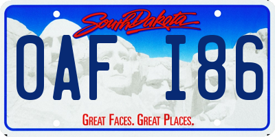 SD license plate 0AFI86