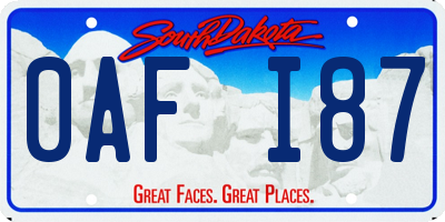 SD license plate 0AFI87