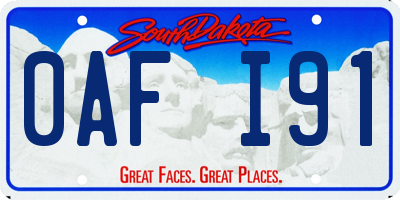 SD license plate 0AFI91