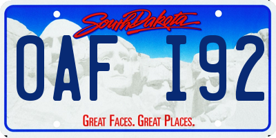 SD license plate 0AFI92