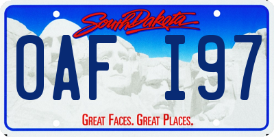 SD license plate 0AFI97